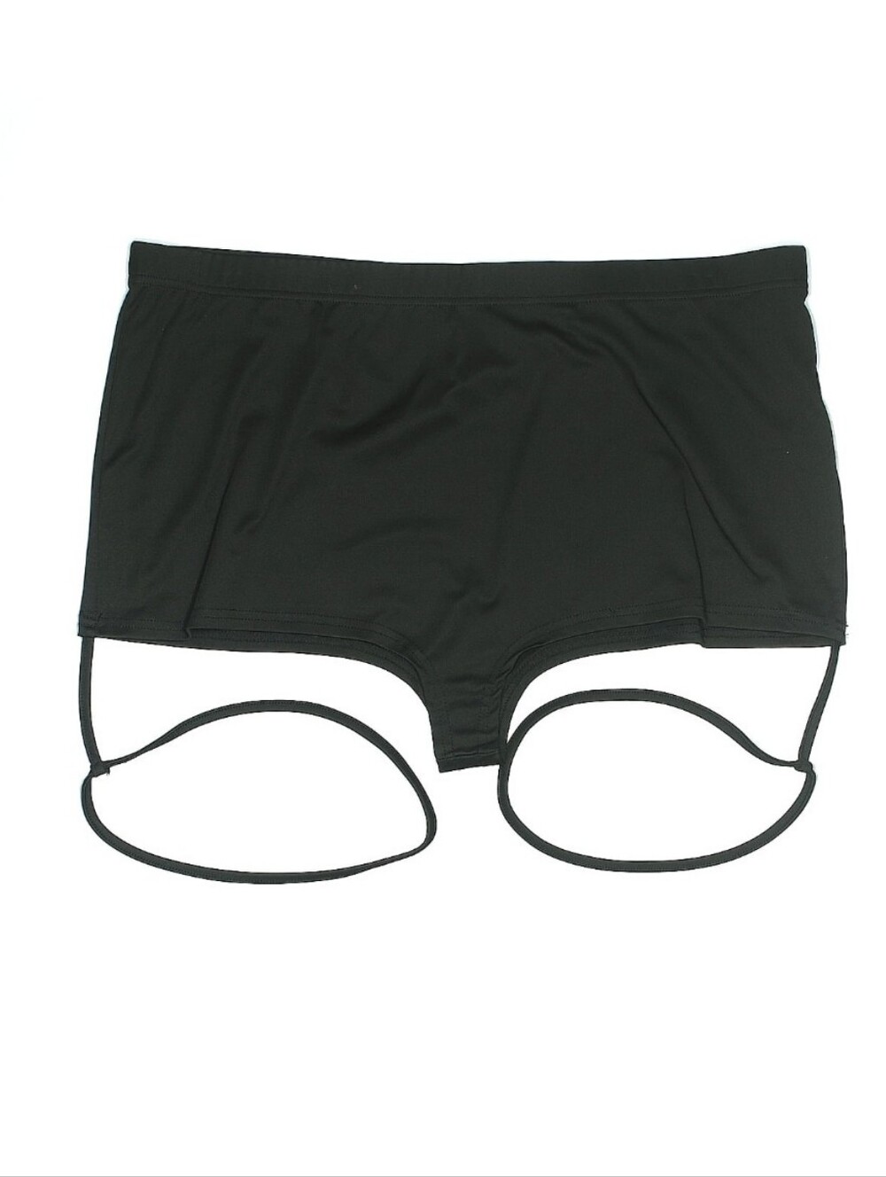 👙 Black Sexy Thigh Strap-Detail Swim Bottoms